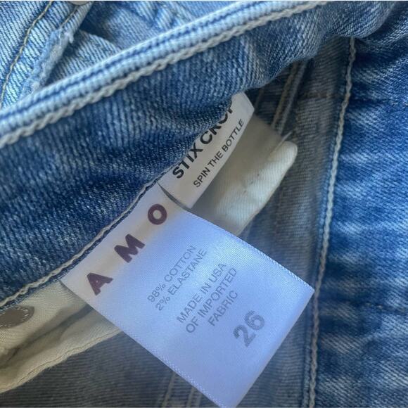 AMO Stix Crop in Spin the Bottle Destroyed Raw Edge Jeans size 26 - Picture 6 of 6